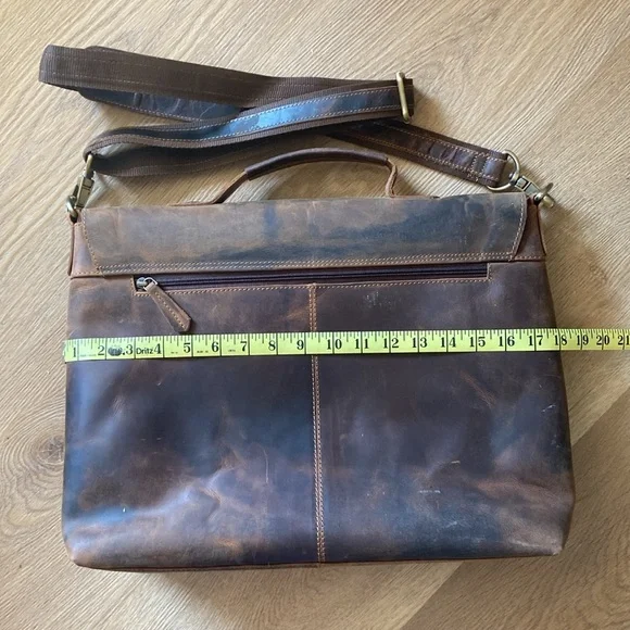 Leather Messenger Briefcase Office Laptop Crossbody Bag - Picture 3 of 9